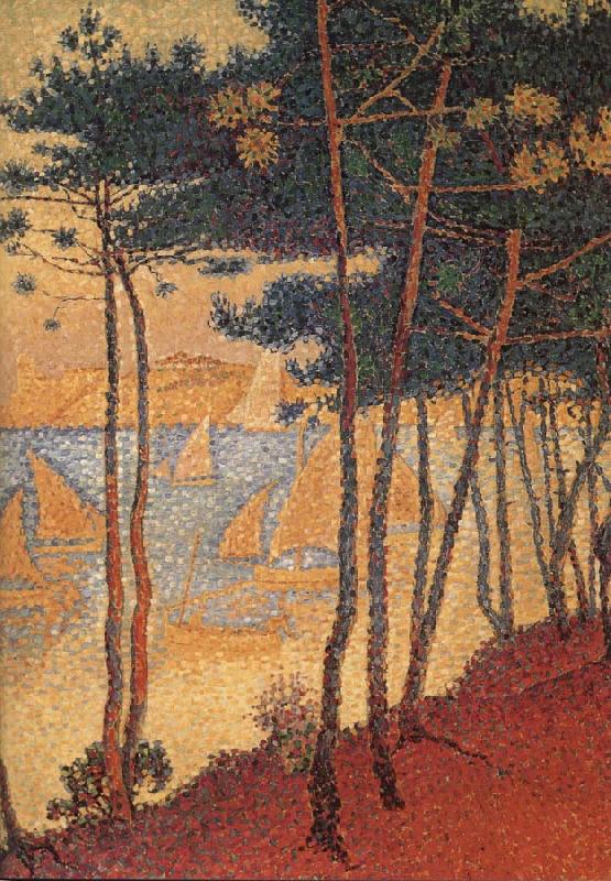 Paul Signac Sail boat and pine oil painting picture